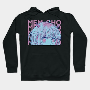 Neon Mem-Cho Peeker -  Oshi no Ko Anime Girl Peeker with MemCho Typography Hoodie